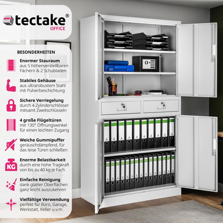 Immagine prodotto tectake Armadio per archiviazione (90 x 40 x 180 cm)