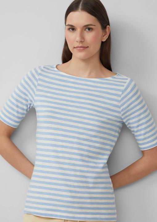 Image du produit S.Oliver T-Shirt Gestreiftes T-Shirt im Slim Fit mit Flammgarnstruktur (36)