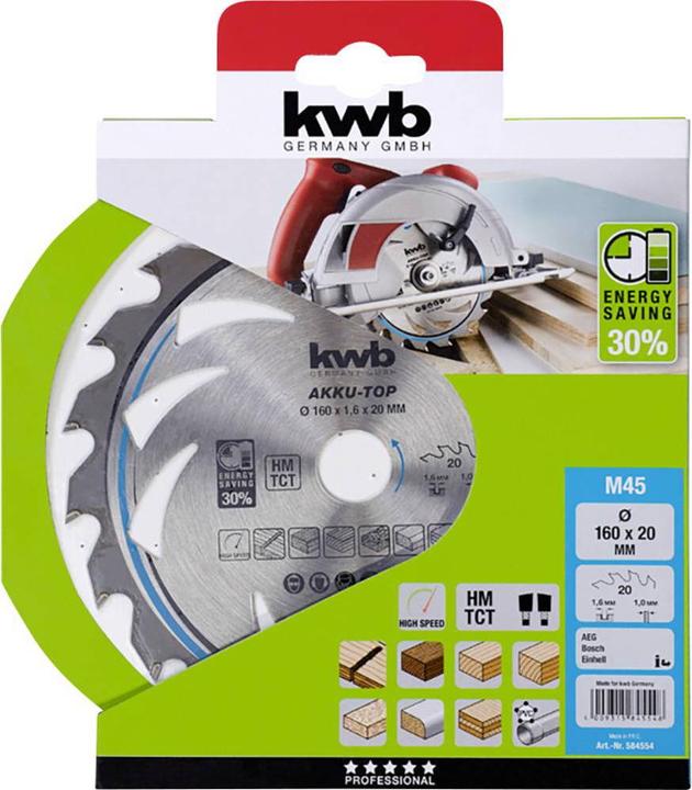 Actual product image kwb Carbide circular saw blade THIN CUT CIRCULAR SAW BLADE, HARDLOCKED