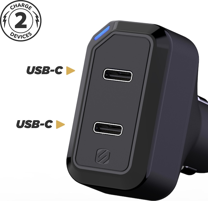 Actual product image Scosche Dual USB-C Car Charger Black