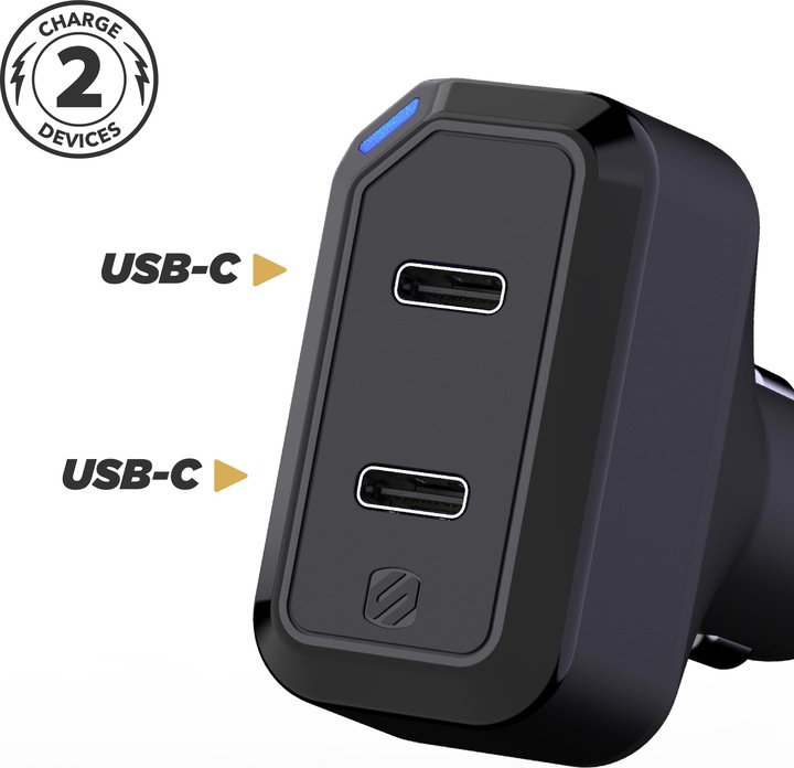 Immagine prodotto Scosche Doppio caricatore da auto USB-C nero