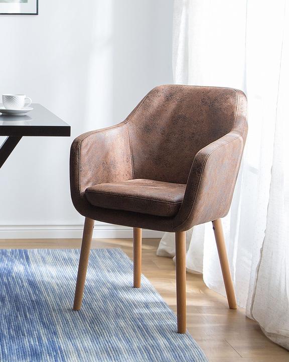 Actual product image Beliani Esszimmerstuhl Kunstleder hellbraun YORKVILLE