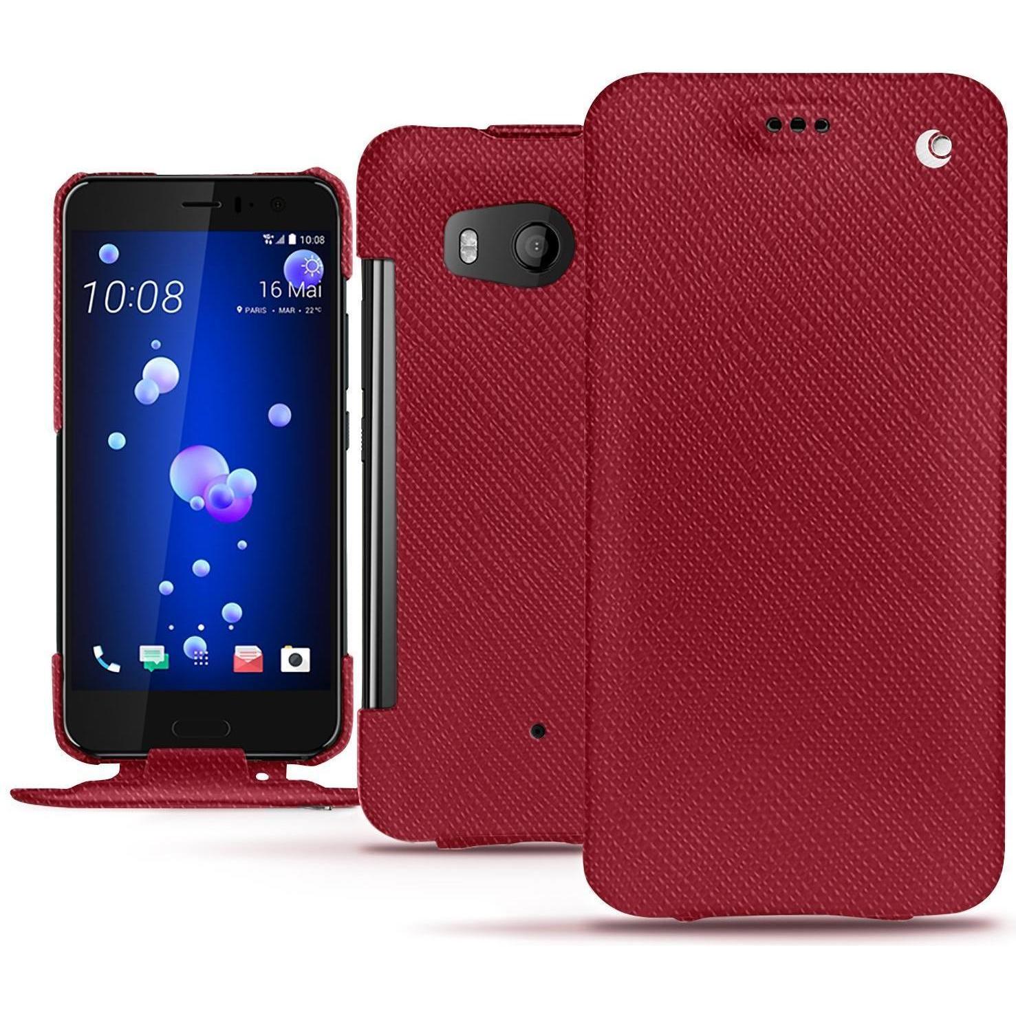 Noreve Lederschutzhülle vertikal (HTC U11), Smartphone Hülle, Rot