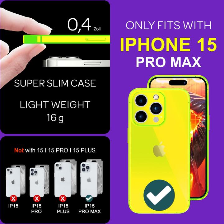 Actual product image Nalia Clear Transparent Neon Silicone Sleeve (Apple iPhone 15 Pro Max)