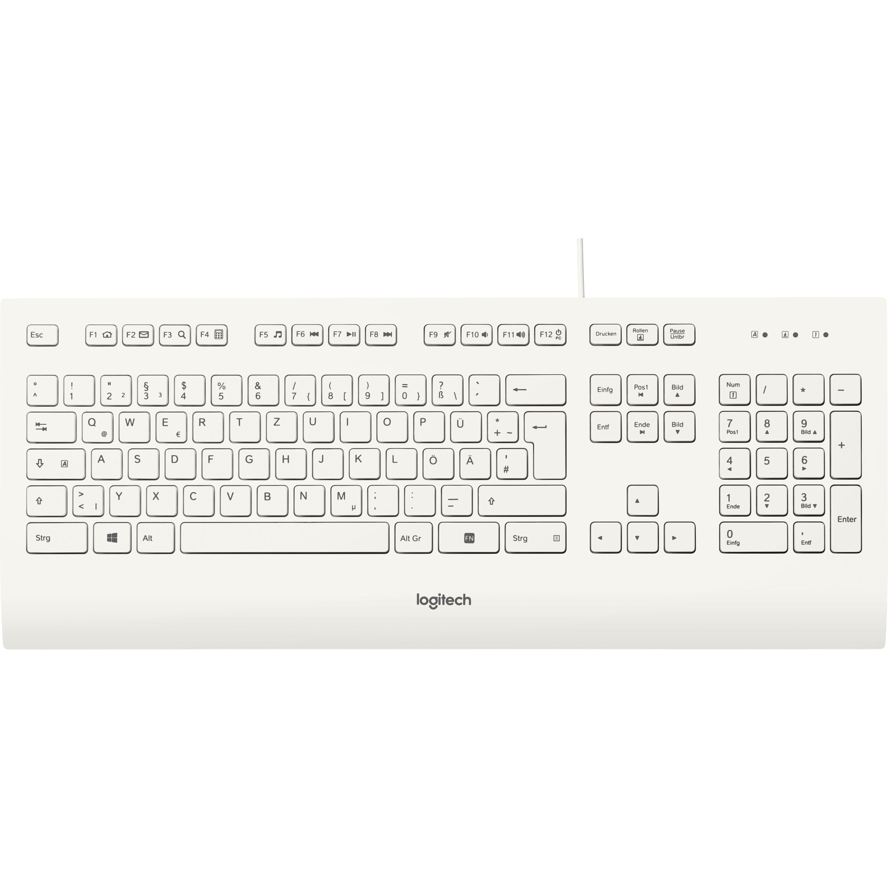 Logitech K280E (DE, Kabelgebunden), Tastatur, Weiss