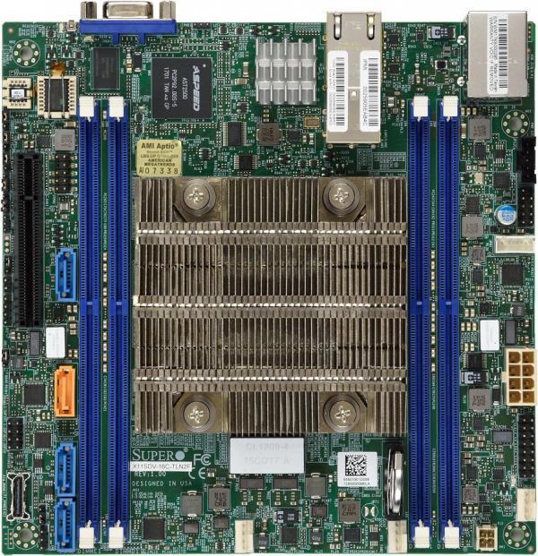 Actual product image Supermicro Motherboard X11SDV-4C-TLN2F bulk pack - Mainboard - Intel Socket 1366 (Core i) (FCBGA2518, Intel SoC, Mini-ITX)