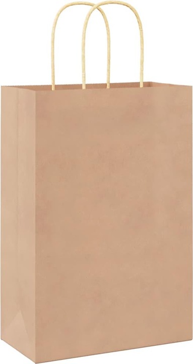 Produktbild VidaXL Kraftpapiertüten 250 Stk. mit Henkel Braun 22x11x31 cm Papiertüte (Geschenktüte, 250 x)