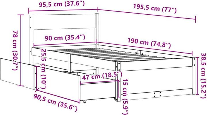 Image du produit vidaXL Bettgestell (90 x 190 cm)