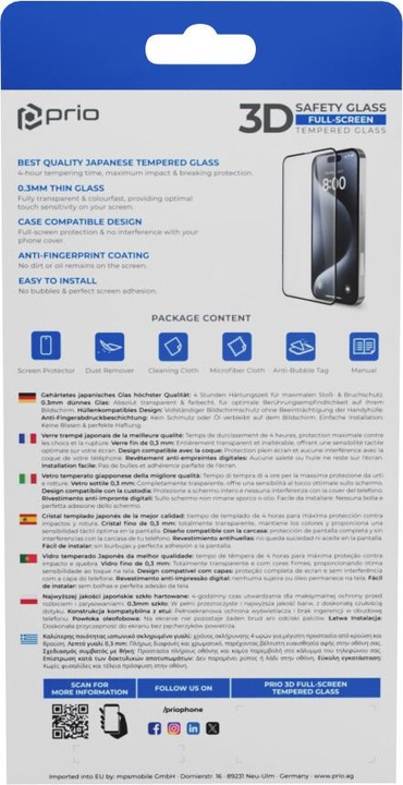 Produktbild prio 3D Panzerglas Displayschutz für iPhone 16e schwarz (1 Stück, Apple iPhone 16e)