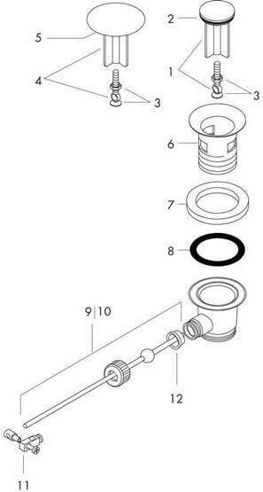 Productafbeelding hansgrohe HG Afvoerkraan voor WC en bidet mengkraan DN 32 chroom