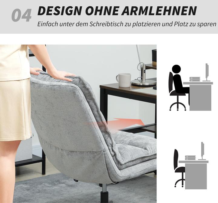 Produktbild Homcom Bürostuhl Polyester, Stahl Grau (48 - 54 cm)