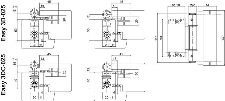 Produktbild Sassba Türbänder Easy 3D-025 / 3DC-025