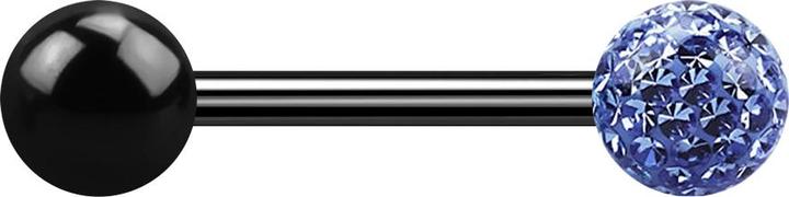 Image du produit Star Piercing Barbell schwarz mit Kugel und Kristallkugel hellblau Epoxy Schutzschicht (sans laiton, Titane)