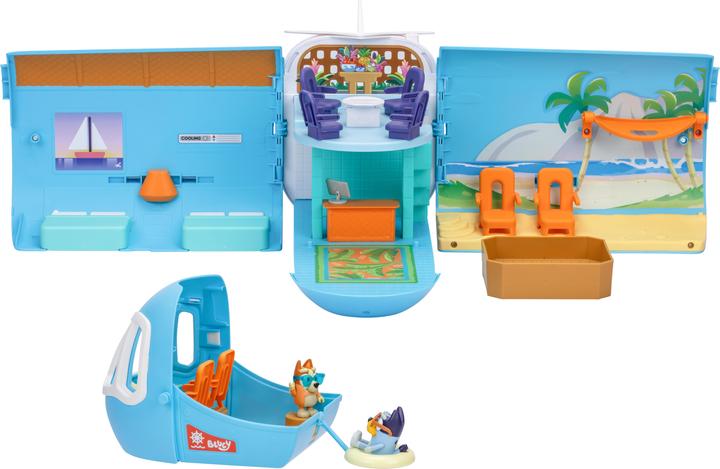 Productafbeelding Moose Bluey transformatiespeelset Holiday 3in1 vliegtuig-boot-hotel