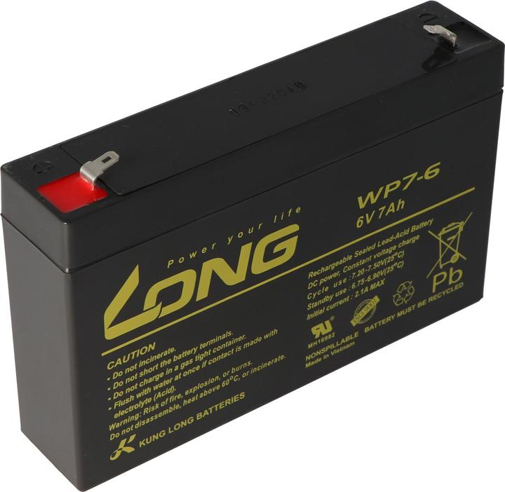 Produktbild Kung Long WP7-6 Akku Blei 6 Volt 7Ah, Faston 4,8mm (6 V, 7 Ah)