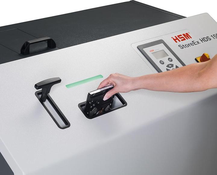 Image du produit HSM Powerline HDS 150 Destructeur de disques durs, 1 niveau, bandes : 40 mm (Coupe droite)