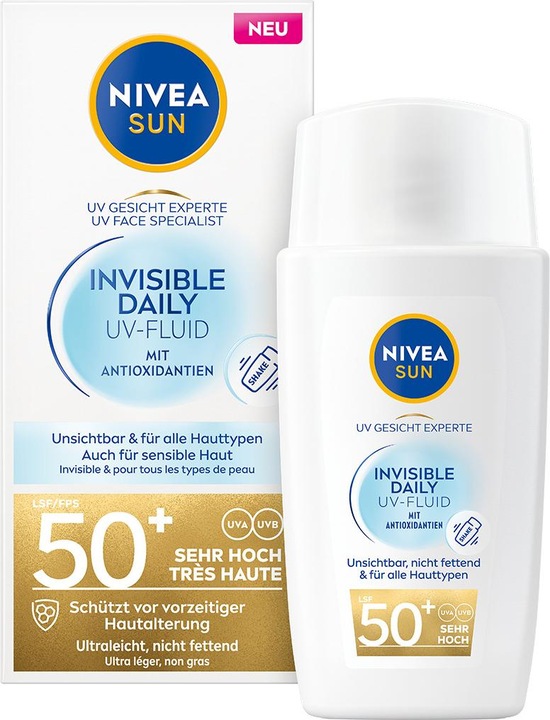 NIVEA UV Face Fluide invisible quotidien SPF 50 (Crème solaire, SPF 50+, 40 ml, 70 g)