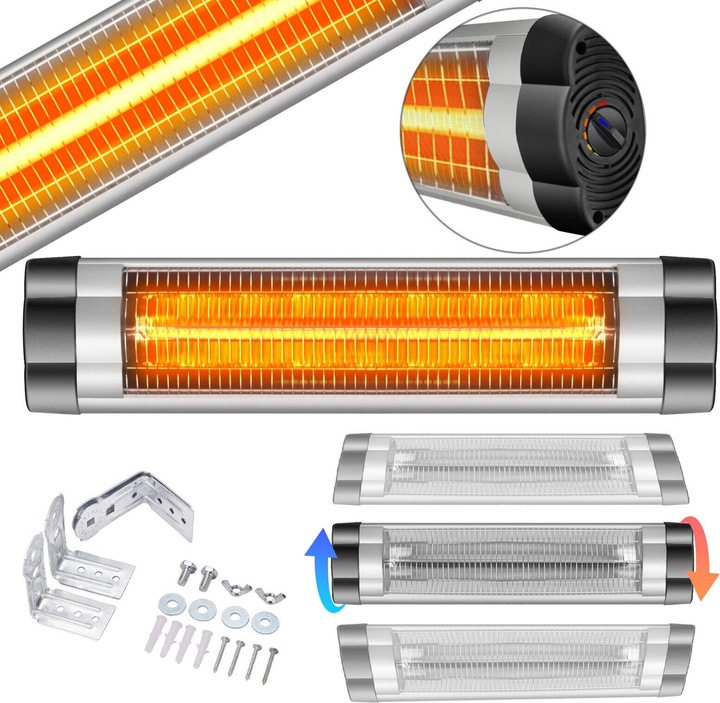 Immagine prodotto Arebos Riscaldatore radiante a infrarossi 2500W - Argento (2500 W)