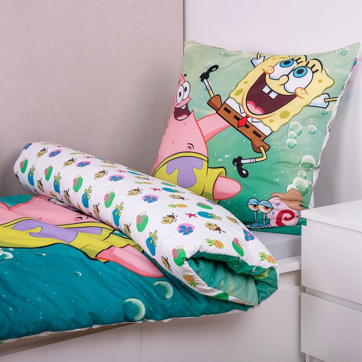 Produktbild Herding Spongebob Schwammkopf Bettwäsche 135 x 200 cm / 80 x 80 cm