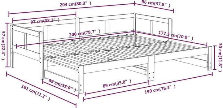 Image du produit vidaXL Ausziehbares Tagesbett (90 x 200 cm)