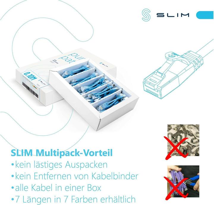 Produktbild SLIM Slimpatchkabel RJ-45, Cat 6A, U/FTP, 0.1 m, Orange (U/FTP, CAT6a, 0.10 m)