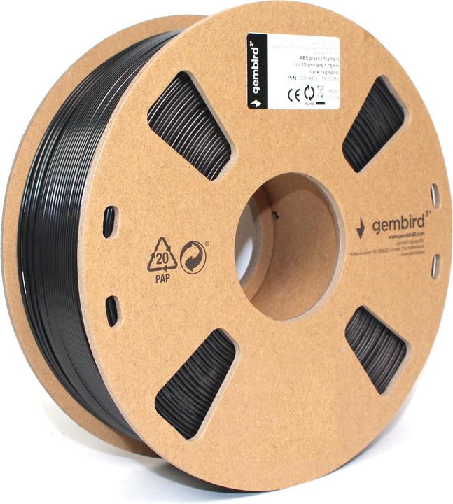 Image du produit Gembird Cassette de filaments Bobine ABS (ABS, 1.75 mm, 1259 g, Noir)