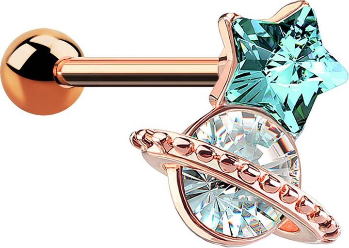 Immagine prodotto Star Piercing Micro Barbell rosegold Sternkristall mit Kristall (Ottone, Acciaio chirurgico 316L)