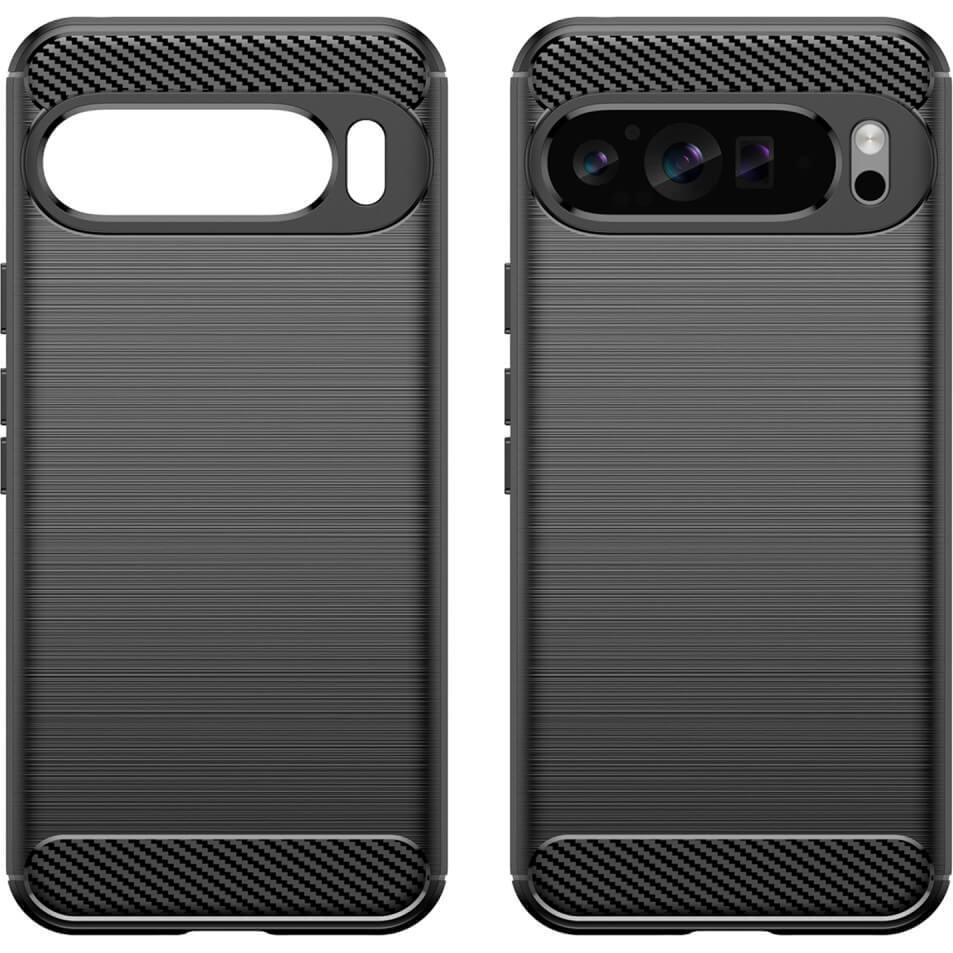 Thumbnail - Cover-Discount Google Pixel 9 Pro XL - Metall Carbon Look Hülle (Google Pixel 9 Pro XL), Smartphone Hülle, Schwarz