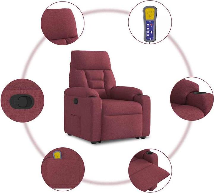 Produktbild VidaXL Massagesessel mit Aufstehhilfe Weinrot Stoff