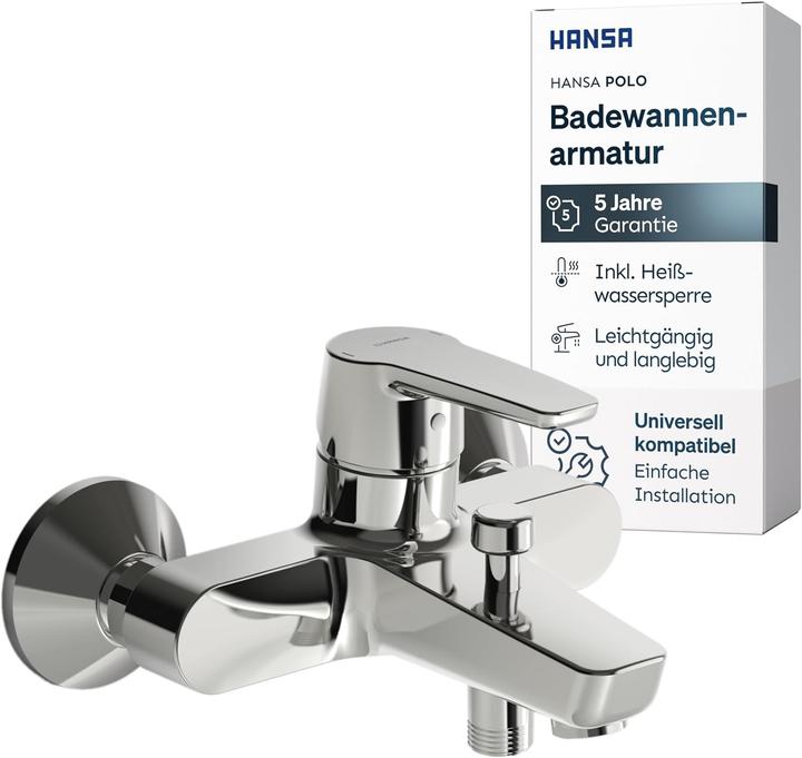 Produktbild Hansa Armaturen GmbH Wannen-Hebelmischer Hansapolo neu Wandmontage verchromt