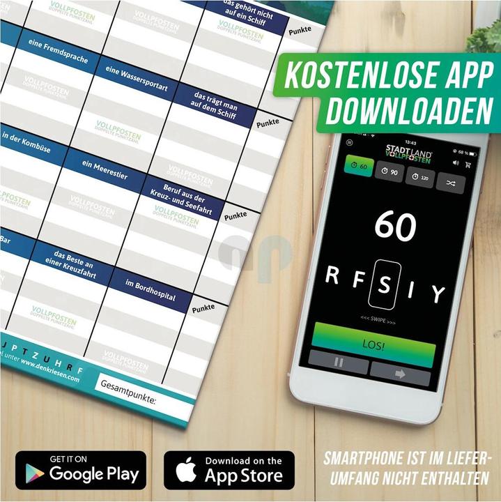 Actual product image Denkriesen Stadt Land Vollpfosten - A4 Block Cruise Edition (d) (German, 2 - 12 Players)