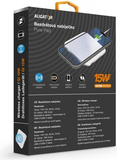 Produktbild Aligator CHQ005 mobile device wireless charging receiver Mobile phone/Smartphone USB Type-C (15 W)