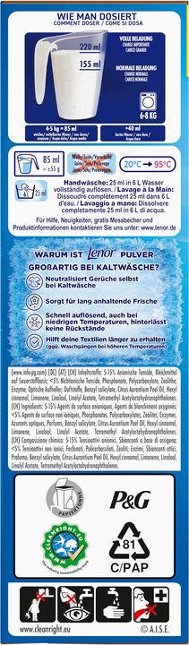 Nährwerte und Zutaten Lenor Aprilfrisch (18 Waschgänge, Waschpulver)