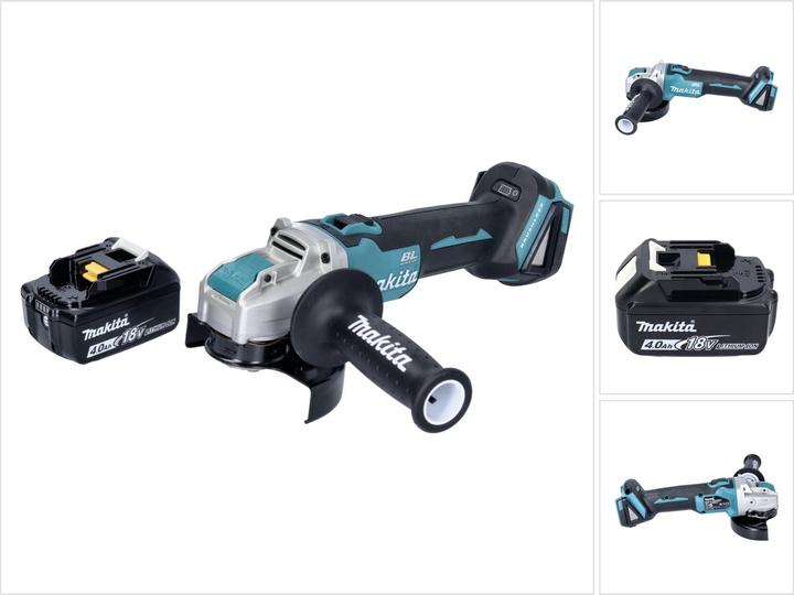 1x Makita DGA 521 cordless angle grinder - 1x additional handle (158237-4) - 1x protective cover (347618-9) - 1x Makita BL 1840 B 18 V 4.0 Ah battery - without charger