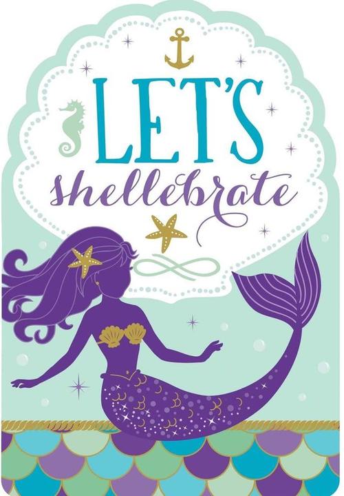 Produktbild Amscan 8 Einladungskarten Mermaid Wishes (6 Stk.)