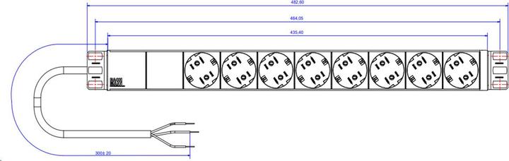 Image du produit Bachmann 19" 1U 8xCEE7/3 1xterminal (8 x, CEE 7/3, 2 m)