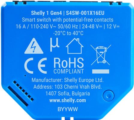 Produktbild Shelly 1 Gen4 (Schaltaktor)