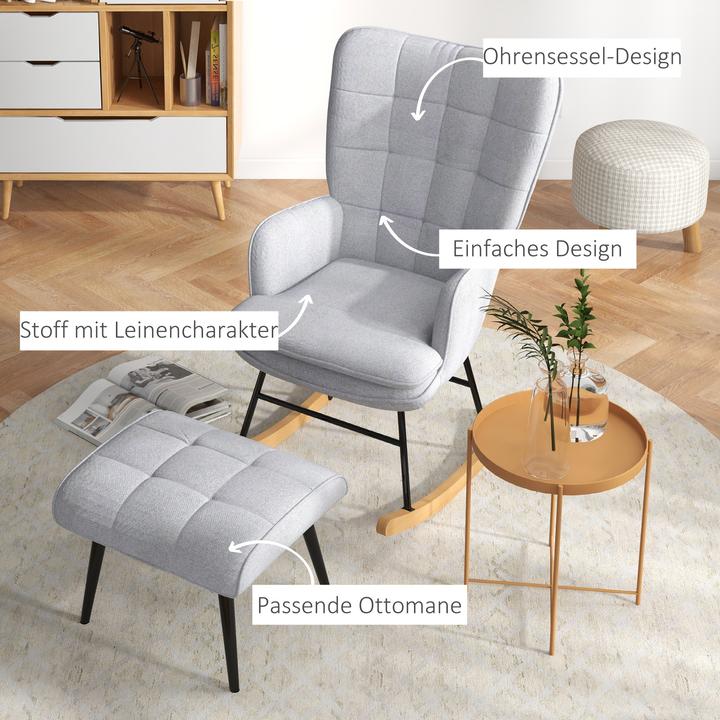 Actual product image Homcom Rocking chair with stool and high backrest