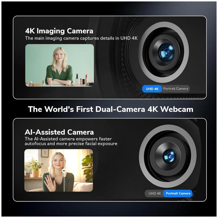 Productafbeelding EMeet Piko Webcam 4K Dual-Camera AI με 3 Μικρόφωνο και 3 Modes Ήχου για Streaming, Εργασία και Δημιο