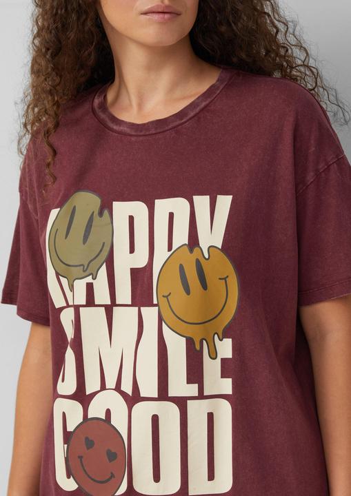 Produktbild S.Oliver T-Shirt Baumwollshirt mit Frontprint und überschnittener Schulter (52)