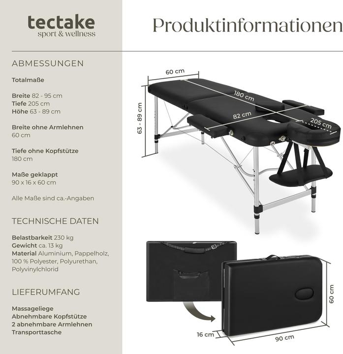 Actual product image tectake 2 zone massage table