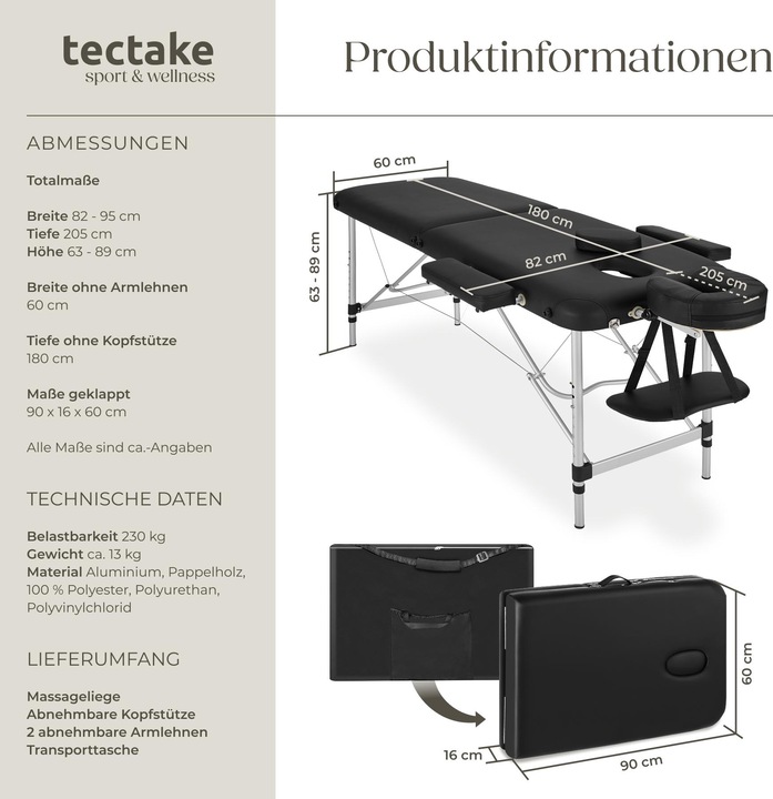 Produktbild tectake 2 Zonen Massageliege