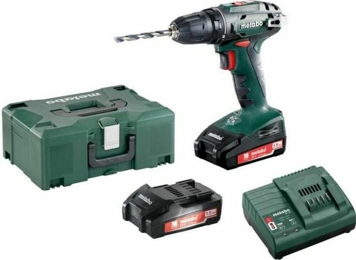 Produktbild Metabo BS 18 Akku Bohrschrauber 18 V 48 Nm ( 602207550 ) + 2x Akku 1,5 Ah + Ladegerät + Koffer (Batteriebetrieb)