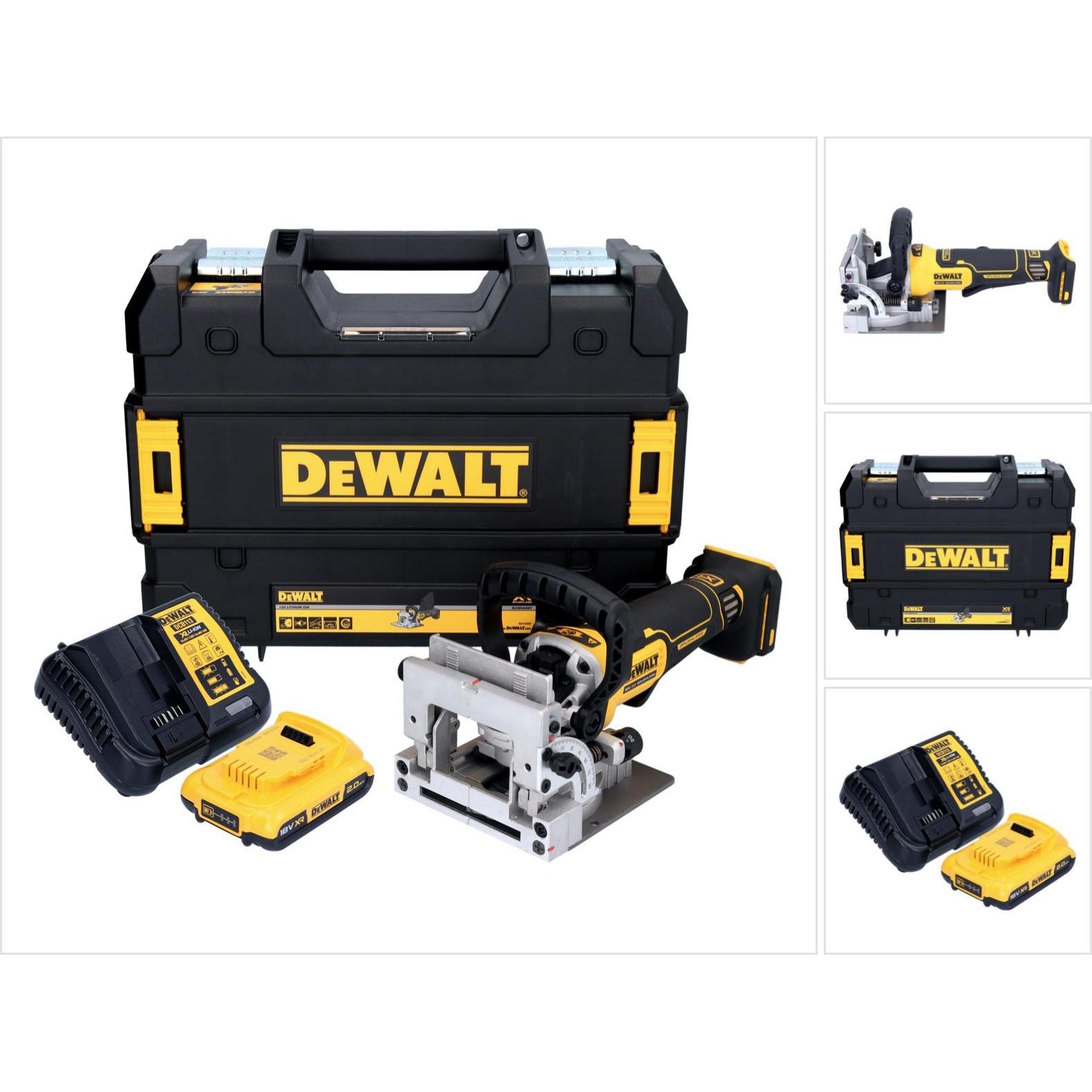DeWalt, Fräse, DCW 682 D1T Akku Flachdübelfräse 18 V 102 x 20 mm Brushless + 1x Akku 2,0 Ah + Ladegerät +