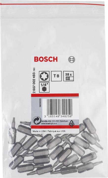 Actual product image Bosch Professional Zubehör Screwdriver bit extra-hard T8, 25 mm, pack of 25
