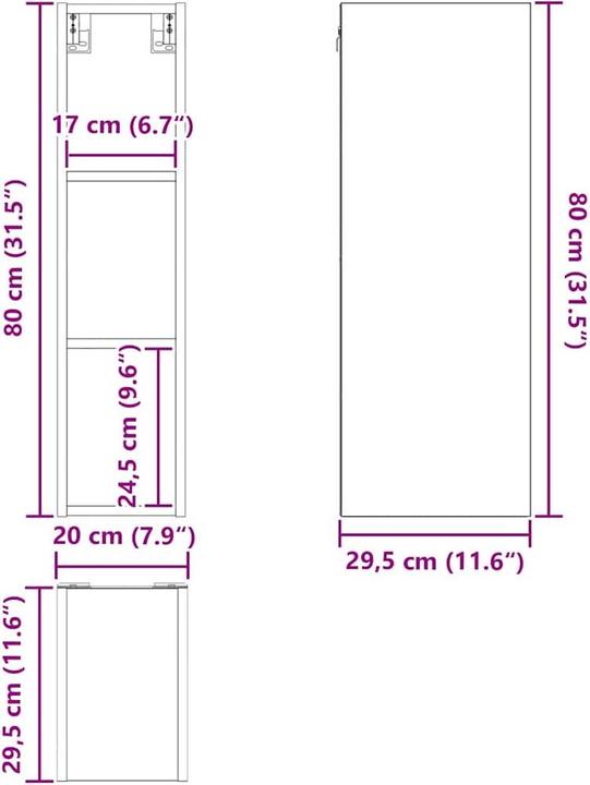 Produktbild vidaXL Küchenaufbewahrung (29.50 x 20 x 80 cm)