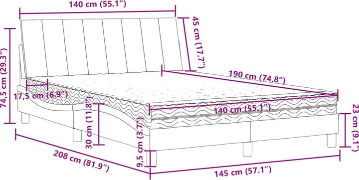 Produktbild vidaXL Bett (140 x 190 cm)