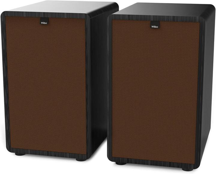 Image du produit Wiibo Enceinte vintage 6 noir hi-fi 100 W, 3 voies, grille amovible, son surround (100 W)