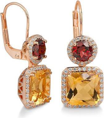 Produktbild Breuning OHRSCHMUCK - E.GRANAT/E.CITRIN/BRILL. 0,508 Ct. H/si (750/18 K Gold)