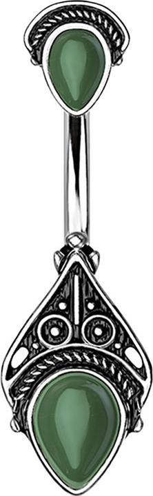 Immagine prodotto Star Piercing Banana vintage in argento con pietre verdi (Ottone, Mnerale, Acciaio chirurgico 316L)